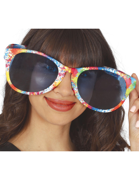 Lunettes géantes multicolores – Accessoire carnaval, humour & clown pour adulte