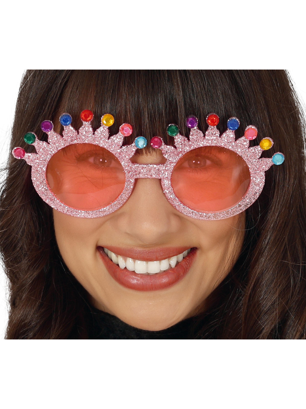 Lunettes roses à paillettes multicolores – Accessoire de fête et festival