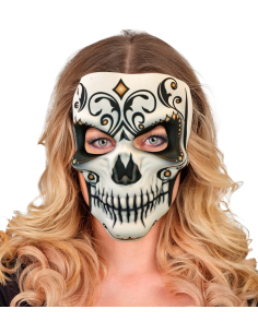 Masque en tissu Dia de los Muertos – Accessoire Halloween & Jour des Morts (adulte) 2