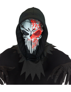 Masque intégral de Faucheuse Ensanglantée avec Capuche Noire – Accessoire Halloween Effrayant 2