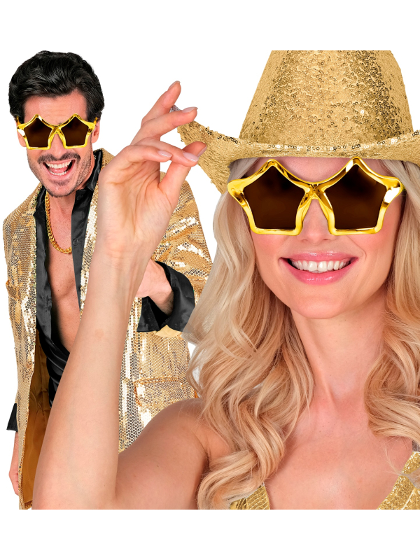 Lunettes de Soleil Étoiles Dorées – Accessoire Glamour & Festif Adulte Mixte