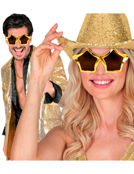 Lunettes de Soleil Étoiles Dorées – Accessoire Glamour & Festif Adulte Mixte