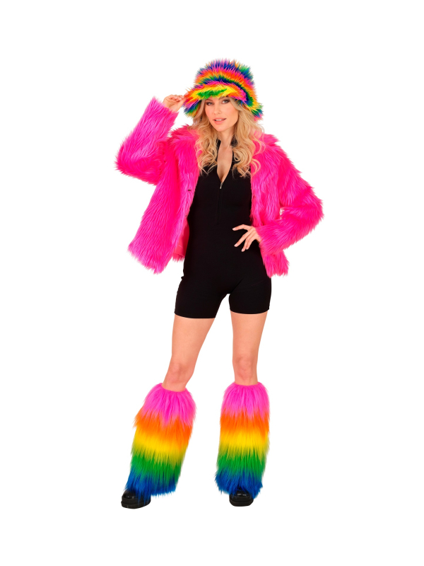 Jambières Peluche Arc-en-Ciel Deluxe – Accessoire Fluo & Festival Multicolore