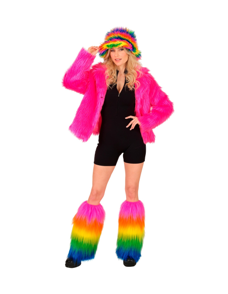 Jambières Peluche Arc-en-Ciel Deluxe – Accessoire Fluo & Festival Multicolore