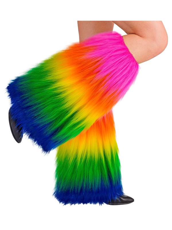 Jambières Peluche Arc-en-Ciel Deluxe – Accessoire Fluo & Festival Multicolore