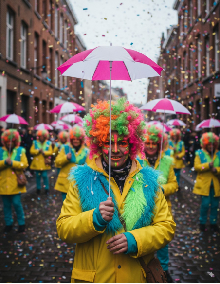 Ombrelle / Parapluie de Carnaval de Dunkerque – “Parapluie de Bande” fuchsia (105 cm)