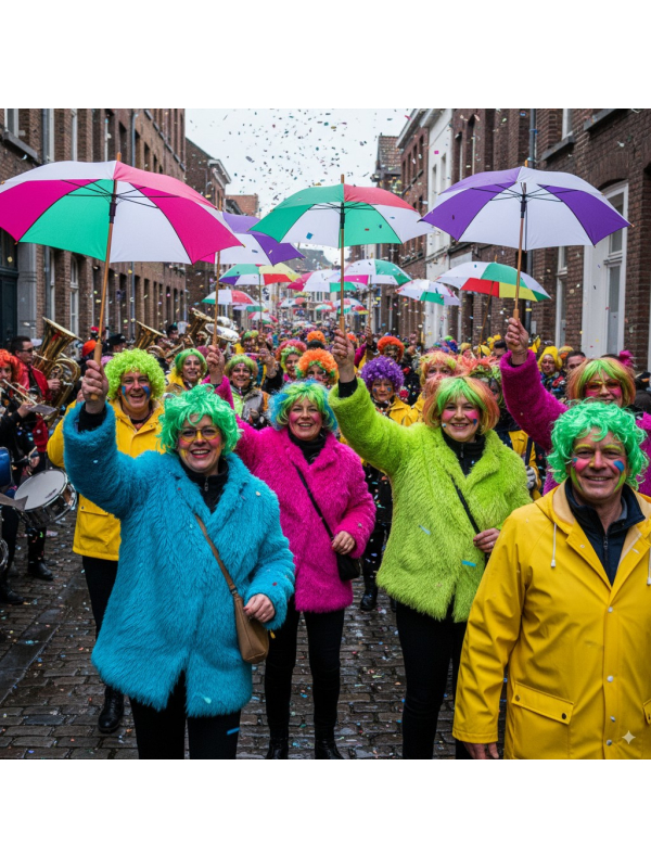 Parapluie de bande vert & blanc – Spécial Carnaval de Dunkerque (tige 105 cm)