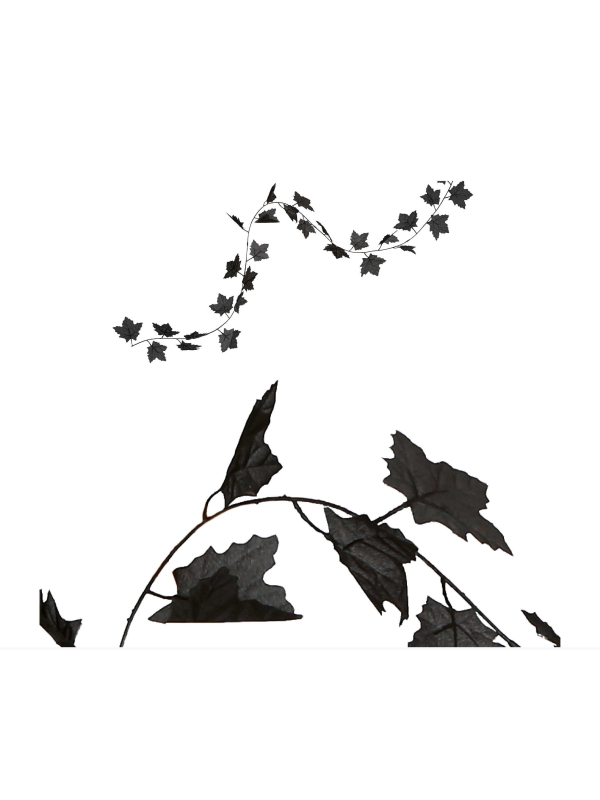 Guirlande de Feuilles Noires 180 cm – Décoration Murale Halloween en PVC