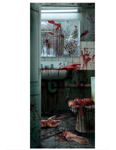 Décoration de Porte Halloween Gore – Scène de Meurtre Sanglante 80×180 cm 2