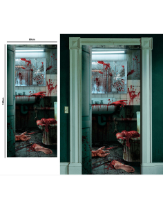 Décoration de Porte Halloween Gore – Scène de Meurtre Sanglante 80×180 cm