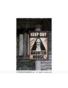 Plaque de décoration Halloween – Nonne maléfique Haunted House 24×36 cm 2