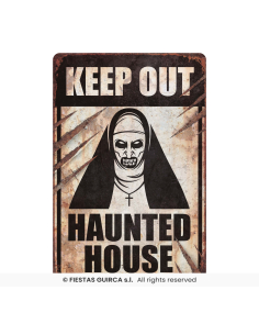 Plaque de décoration Halloween – Nonne maléfique Haunted House 24×36 cm