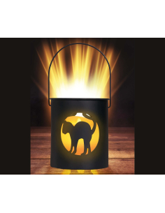 Lanterne Halloween LED – Chat noir mystérieux 10×9 cm