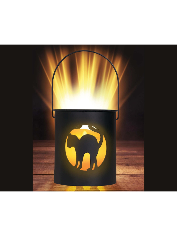 Lanterne Halloween LED – Chat noir mystérieux 10×9 cm