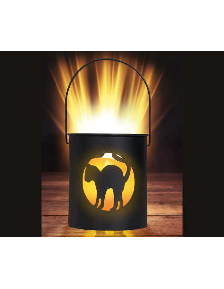Lanterne Halloween LED – Chat noir mystérieux 10×9 cm