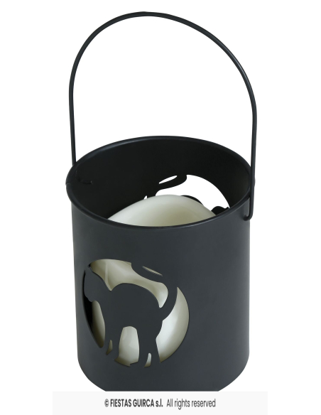 Lanterne Halloween LED – Chat noir mystérieux 10×9 cm