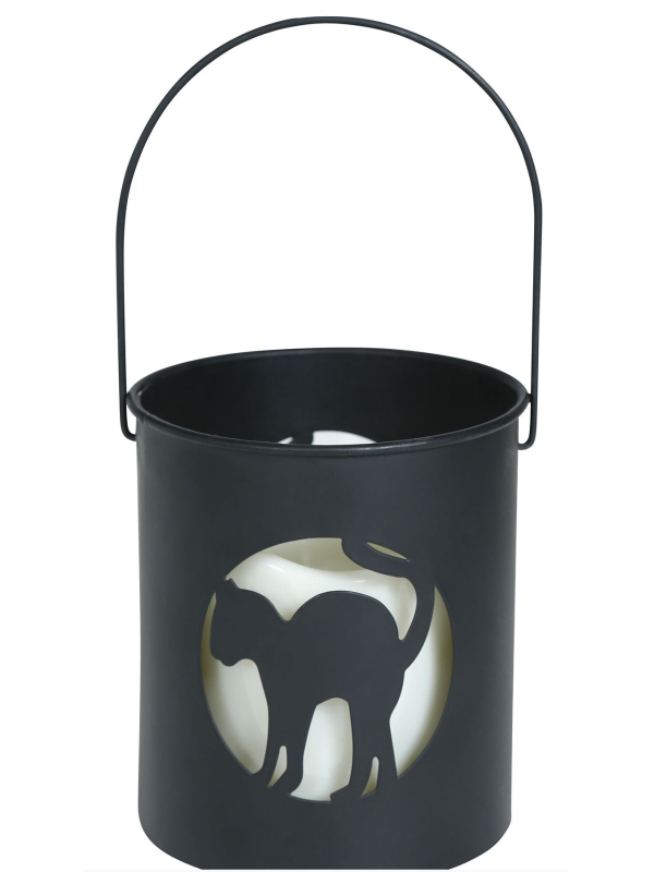 Lanterne Halloween LED – Chat noir mystérieux 10×9 cm