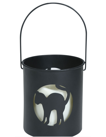 Lanterne Halloween LED – Chat noir mystérieux 10×9 cm
