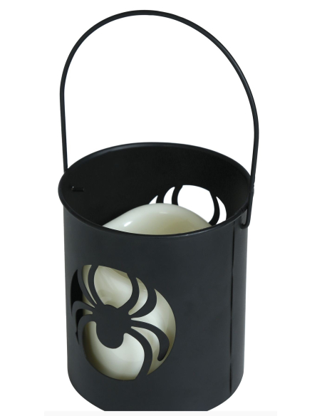 Lanterne Halloween LED – Araignée noire effrayante 10×9 cm