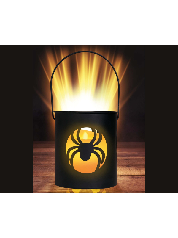 Lanterne Halloween LED – Araignée noire effrayante 10×9 cm