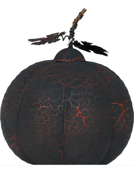 Citrouille Halloween en métal noir et orange avec lumière LED – 20 cm