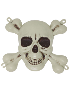 Crâne et tibias croisés pirate – Décoration murale Halloween 40×30 cm en PVC