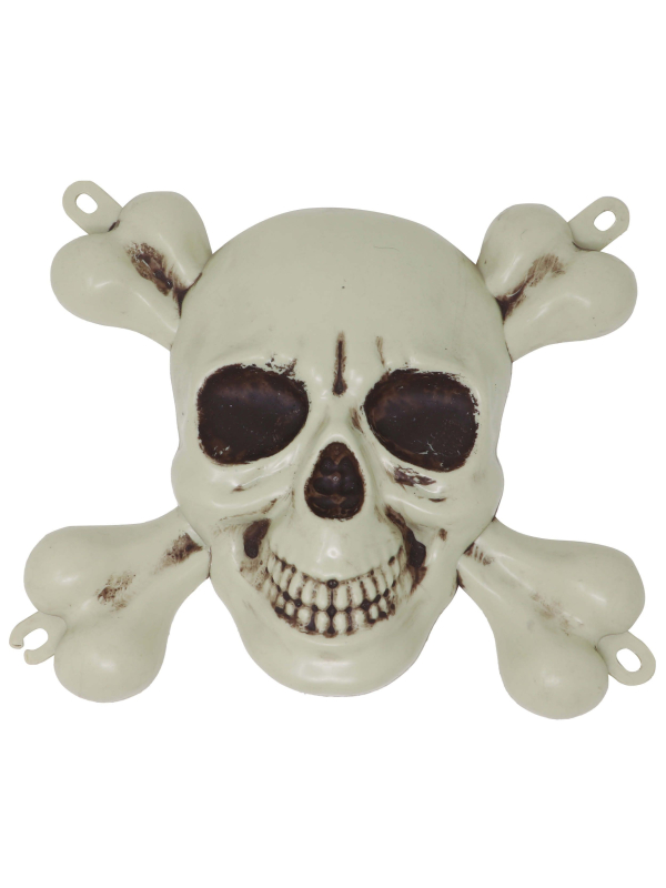 Crâne et tibias croisés pirate – Décoration murale Halloween 40×30 cm en PVC