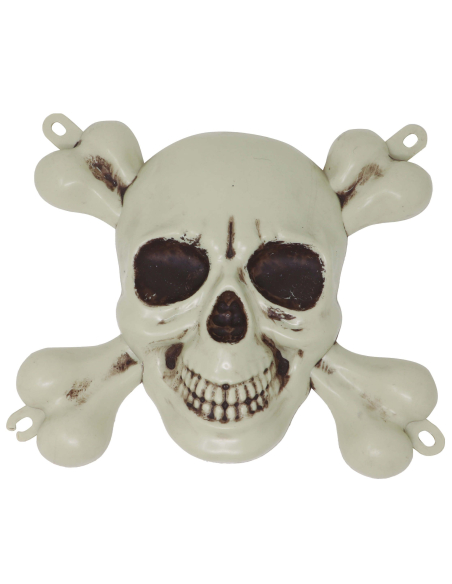 Crâne et tibias croisés pirate – Décoration murale Halloween 40×30 cm en PVC
