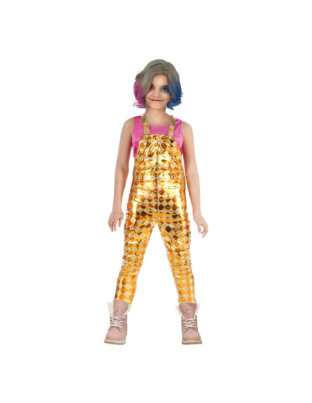 Déguisement Enfant Style Harley – Salopette Dorée & Top Rose (128, 140, 152 cm)