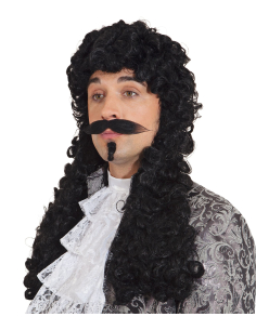 Perruque longue bouclée homme noire – Style Louis XIV, Baroque et Mousquetaire