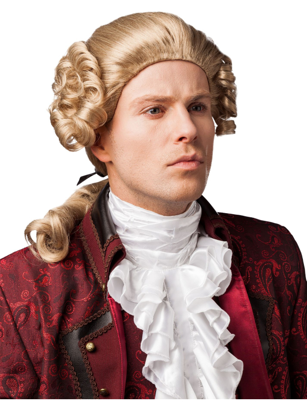 Perruque Baroque Aristocrate Homme Blonde avec Tresse – Style Rococo, Louis XVI et Marquis
