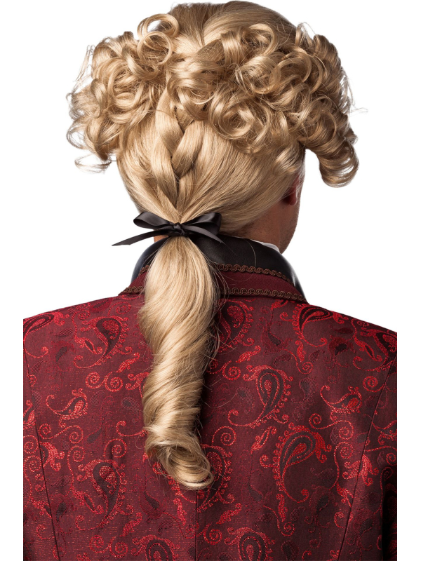 Perruque Baroque Aristocrate Homme Blonde avec Tresse – Style Rococo, Louis XVI et Marquis