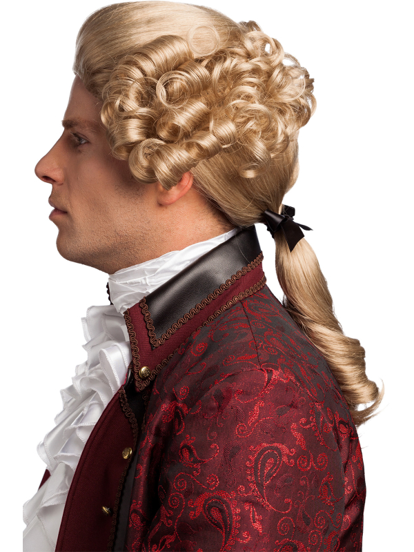 Perruque Baroque Aristocrate Homme Blonde avec Tresse – Style Rococo, Louis XVI et Marquis