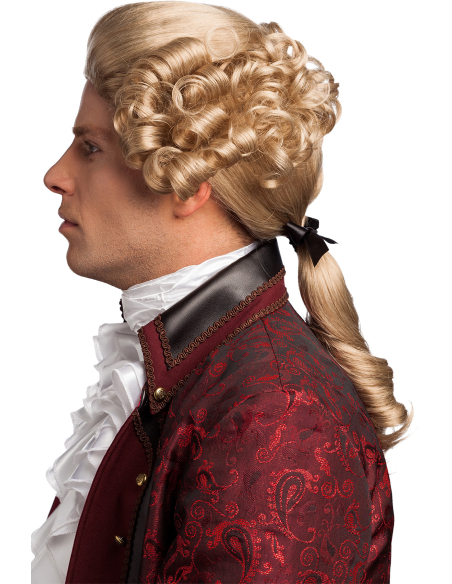 Perruque Baroque Aristocrate Homme Blonde avec Tresse – Style Rococo, Louis XVI et Marquis