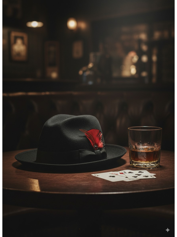 Chapeau Fedora Luxe Noir avec Plume Rouge – 3 Tailles au Choix