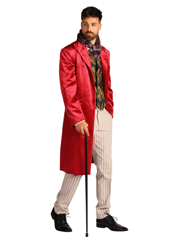 Costume Homme Victorien Rouge – Style Dickens & Willy Wonka (S à XXL)