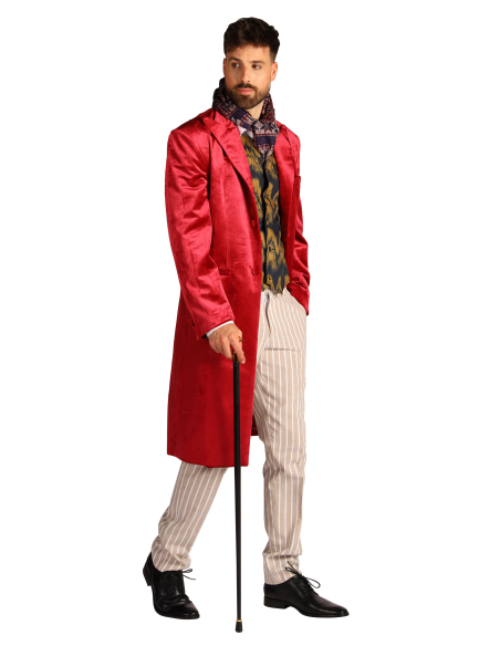 Costume Homme Victorien Rouge – Style Dickens & Willy Wonka (S à XXL)