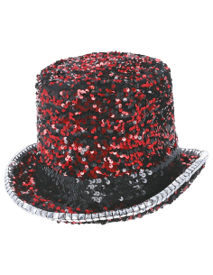 chapeau haut de forme rouge Fever paillettes et strass, taille unique adulte mixte, accessoire disco cabaret carnaval 2