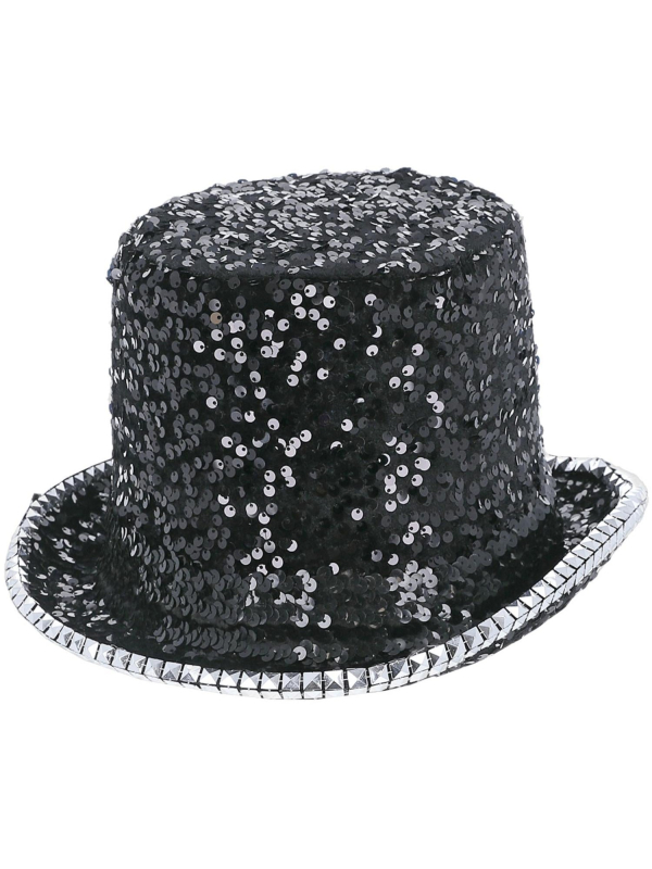 Chapeau haut de forme noir paillettes & strass – Fever® Deluxe (mixte, taille unique)