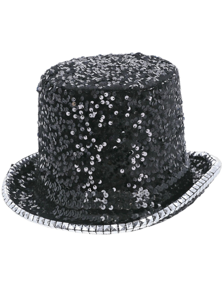 Chapeau haut de forme noir paillettes & strass – Fever® Deluxe (mixte, taille unique)