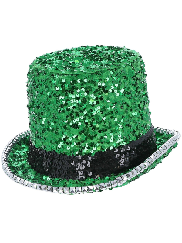 Chapeau haut de forme vert paillettes & strass – Fever® Deluxe (mixte, taille unique)
