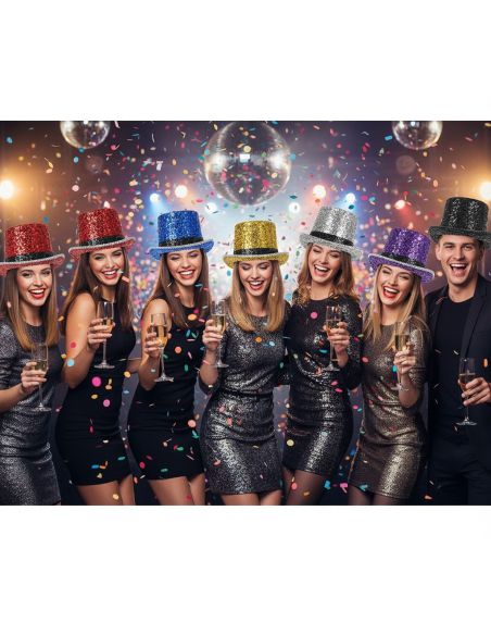 Chapeau haut de forme rouge paillettes & strass – Fever® Deluxe (mixte, taille unique)