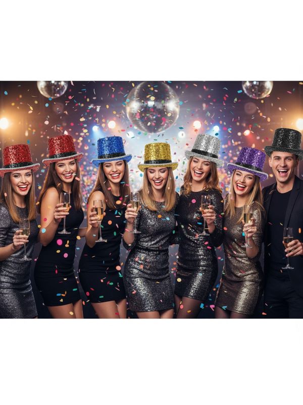 Chapeau haut de forme doré paillettes & strass – Fever® Deluxe (mixte, taille unique)