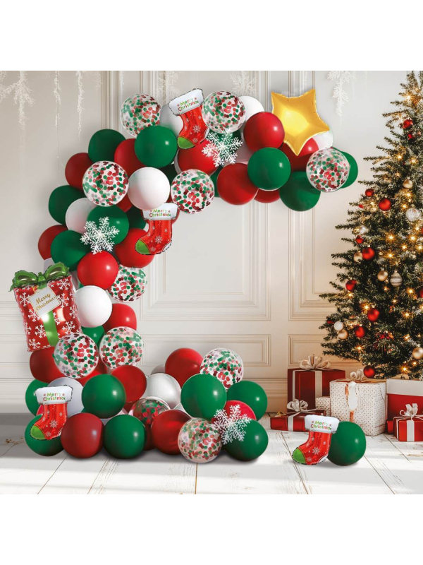 Kit Guirlande Ballons de Noël – 76 pièces 🎄🎈 Décoration festive pour maison, vitrine et événements