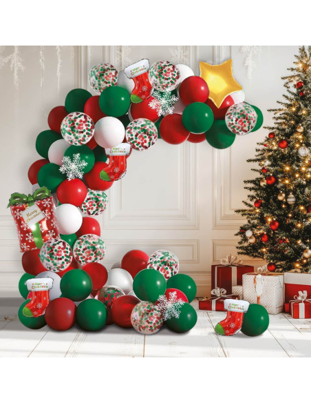 Kit Guirlande Ballons de Noël – 76 pièces 🎄🎈 Décoration festive pour maison, vitrine et événements