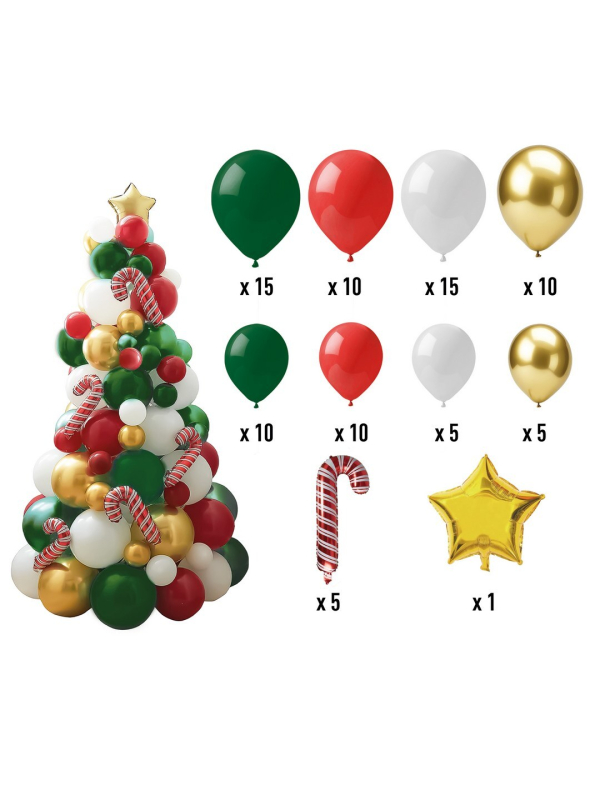 Kit Sapin de Noël en Ballons – 86 pièces 🎄 Créez un sapin unique et tendance pour vos fêtes
