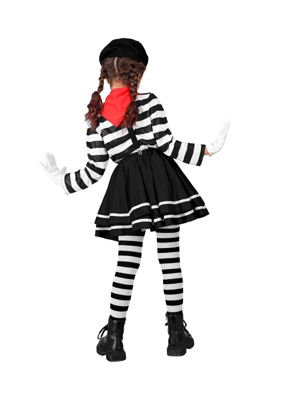 Déguisement de Mime Fille – Costume Complet avec Accessoires (4 à 13 ans)