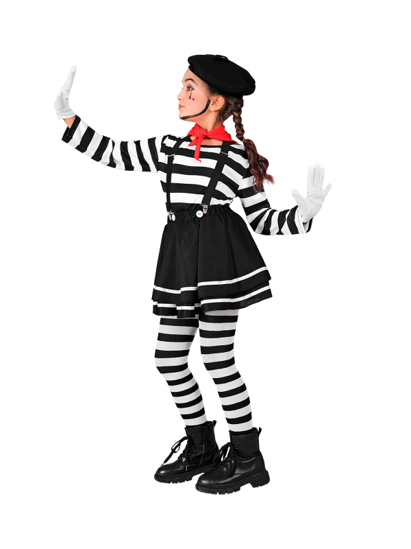 Déguisement de Mime Fille – Costume Complet avec Accessoires (4 à 13 ans)