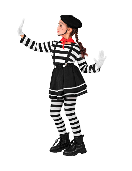 Déguisement de Mime Fille – Costume Complet avec Accessoires (4 à 13 ans)