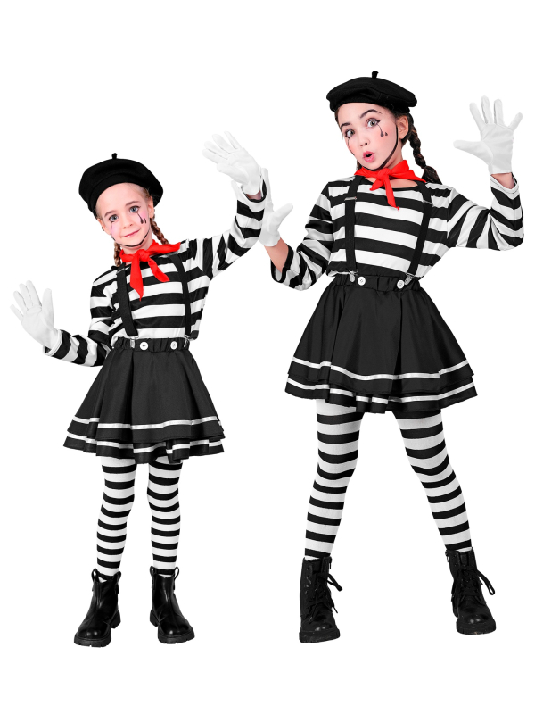 Déguisement de Mime Fille – Costume Complet avec Accessoires (4 à 13 ans)